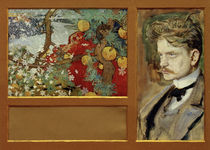 En Saga - Fantastische Landschaft mit Porträt Jean Sibelius / A.Gallen-Kallela von klassik art
