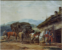 W. v. Kobell, Pferdewechsel eines Reisew. von klassik art