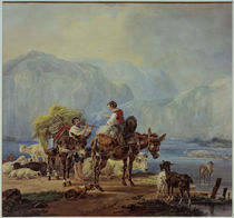 W. v. Kobell, Hirten an einem Gebirgssee von klassik art
