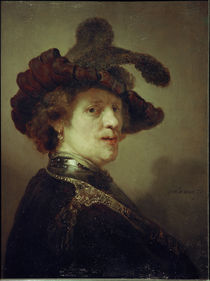 Rembrandt, Selbstbildnis mit Federhut von klassik art