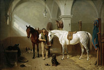 Horse Stable / Painting by Franz Adam by klassik art