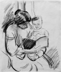A.Macke, Mutter mit Kind lesend von klassik art