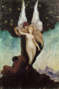 Winged Ephebos with Nude / M. Moreau / Painting by klassik art