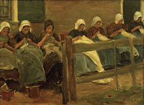 M.Liebermann, "Sewing girls in Huizen" / painting by klassik art