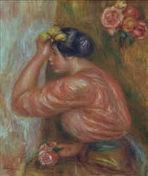 A.Renoir, Mädchen mit Rosen vor Spiegel von klassik art