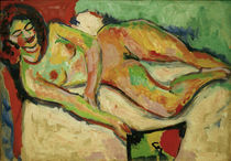 Reclining Nude with Fan / E.L. Kirchner / Painting c.1906 by klassik art