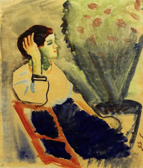 A.Macke, Frau auf rotem Stuhl von klassik art