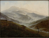 Riesengebirge Landscape with Rising Fog / C.D.Friedrich / Painting, c.1820 by klassik art