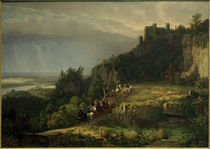W.Whittredge, Kampf vor der Burg (Burg Drachenfels) by klassik art