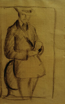 Macke / Self-portrait / Charcoal sketch by klassik art