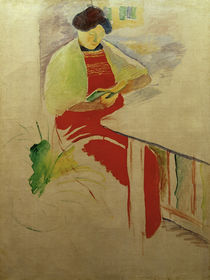 A.Macke, Frau mit roter Schürze a. Balkon von klassik art