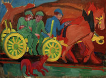 E.L.Kirchner, Pferdegespann mit 3 Bauern von klassik art
