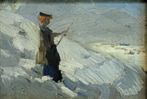 Franz Marc, Woman standing in a winter landscape by klassik art