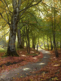 Peder Mørk Mønsted, Sunny Autumn Day in the Forest by klassik art