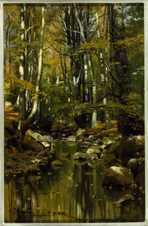Peder Mørk Mønsted, Forest Stream in Late Summer by klassik art
