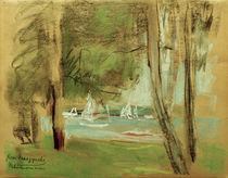 M.Liebermann, "Boats on lake Wannsee" / painting by klassik art