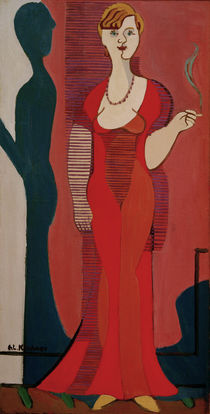E.L.Kirchner, Blonde Frau in rotem Kleid von klassik art