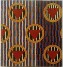 L. S. Popowa, Rote Dreiecke in Kreisen. Entwurf eines Bezugsstoffs für Möbel by klassik art