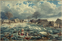Wien, Hochwasser 1830,  Leopoldau / Aquarell von E. Gurk by klassik art