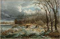 Wien, Hochwasser 1830,  Am Damm nächst dem Augarten / Aquarell von E. Gurk von klassik art
