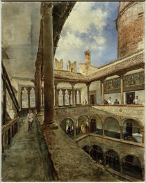 Trient, Castello del Buoncosiglio, Innenhof / Aquarell von R. von Alt von klassik art