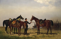 Ulanen-Handpferdehalter / Gemälde von E. Volkers by klassik art