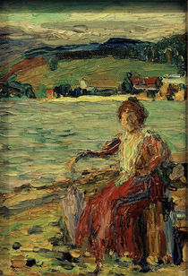  Lady in Red Dress at the Lakefront / W. Kandinsky / Painting c.1903 by klassik art