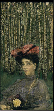 M.A.Wrubel, Nadeschda Sabela-Wrubel mit Birken im Hintergrund by klassik art