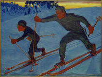 A.Gallen-Kallela, Akseli und Jorma beim Skifahren von klassik art