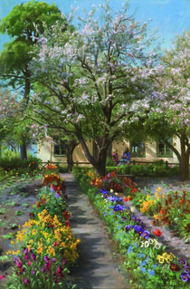 P.Mönsted, Blühender Garten im Frühling von klassik art