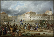 Ferdinand I. von Österreich im Wiener Hochwasser 1830 / Aquarell von E. Gurk von klassik art