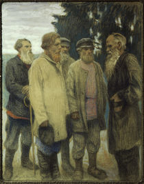 Leo Tolstoj mit Bauern / Pastell von Bogdanow-Bjelski by klassik art