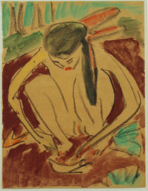 E.L. Kirchner / Squatting Girl (Nude) by klassik art