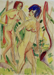 E.L.Kirchner, Akte im Walde, blau von klassik art