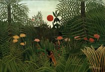Henri Rousseau / "Forêt vierge au soleil couchant. Nègre attaqué par un léopard" by klassik art