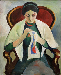 A.Macke / Woman Sitting in Chair, Embroidering by klassik art