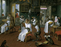 A.Teniers, Barbiertstube mit Affen by klassik art