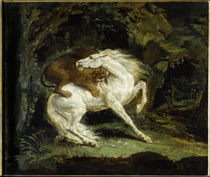 Th. Géricault, Pferd, von Löwe angegriff. von klassik art