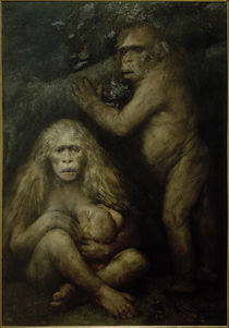Stammesgeschichte d.Menschen, Pithecanthropus alalus / Gem.v. G.v.Max von klassik art