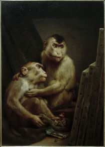 Gabriel von Max, Art critics - Two monkeys examine a painting by klassik art