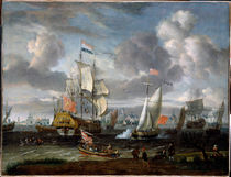 A.Storck, Eine engl. Yacht salutiert holländ. Kriegsschiff von klassik art