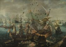 Seeschlacht bei Gibraltar, 1607 / Gemälde, um 1621, von C.C. v. Wieringen von klassik art