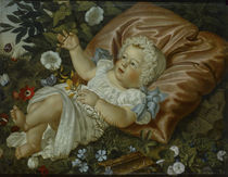 Adolf Senff, Baby and flowers / 1859 by klassik art