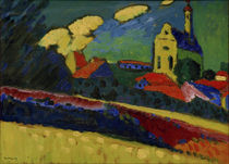 Murnau Study - Landscape with Church / W. Kandinsky / Painting 1909 by klassik art