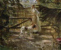 At the Garden Fence / F. v. Uhde / Painting by klassik art