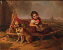 M. Ranftl, Mädchen mit Hund vor Wien von klassik art