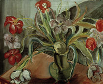A. del Banco, Rote und weißem Tulpen von klassik art