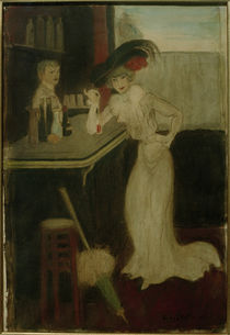 G.Bottini, Frau mit Sonnenschirm an der Bar von klassik art