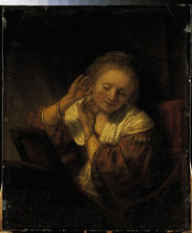 Rembrandt, Young Woman w. Earrings / Ptg. by klassik art