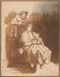 Rembrandt, Junge Frau wird firsiert von klassik art